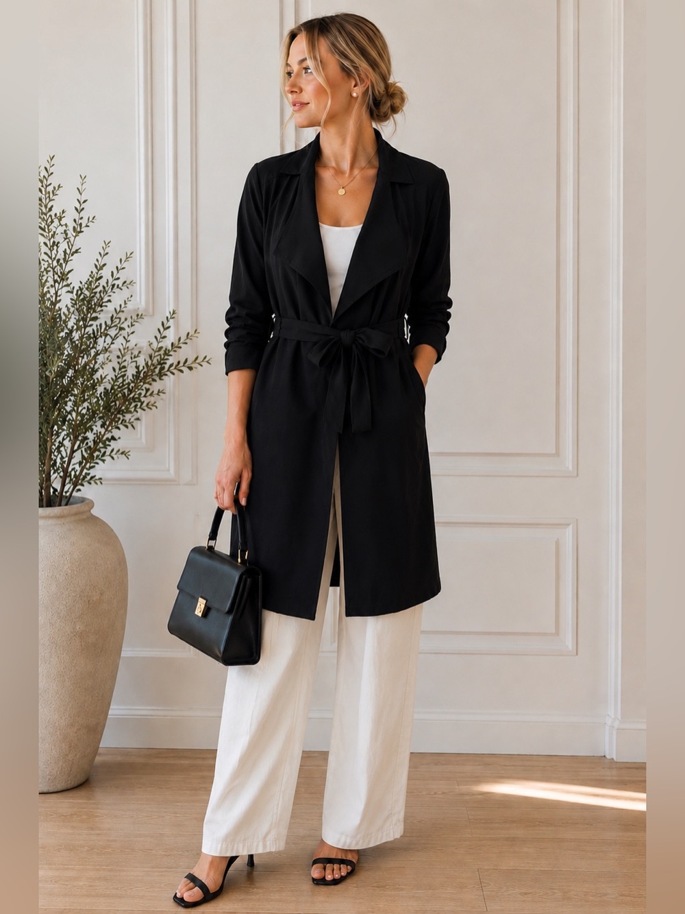 Aritzia Babaton Black Quincy Trench Coat